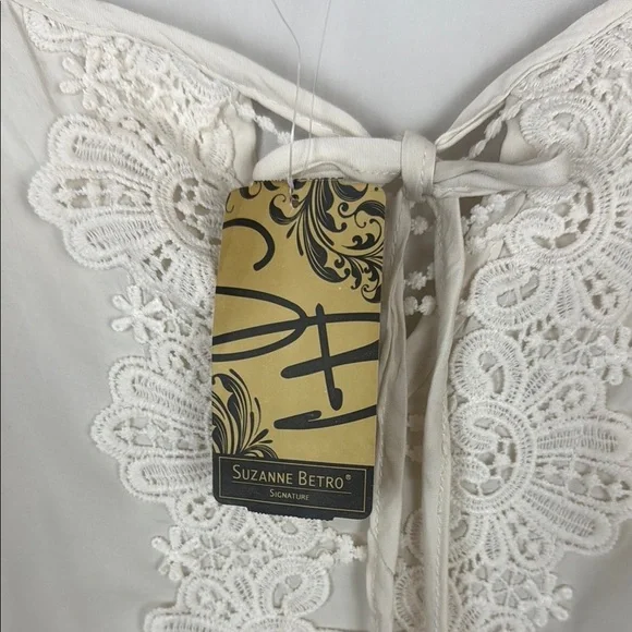 NWT Suzanne Betro Division Signature Ivory Lace Detail Tassel Tunic Size 2X - Picture 4 of 12